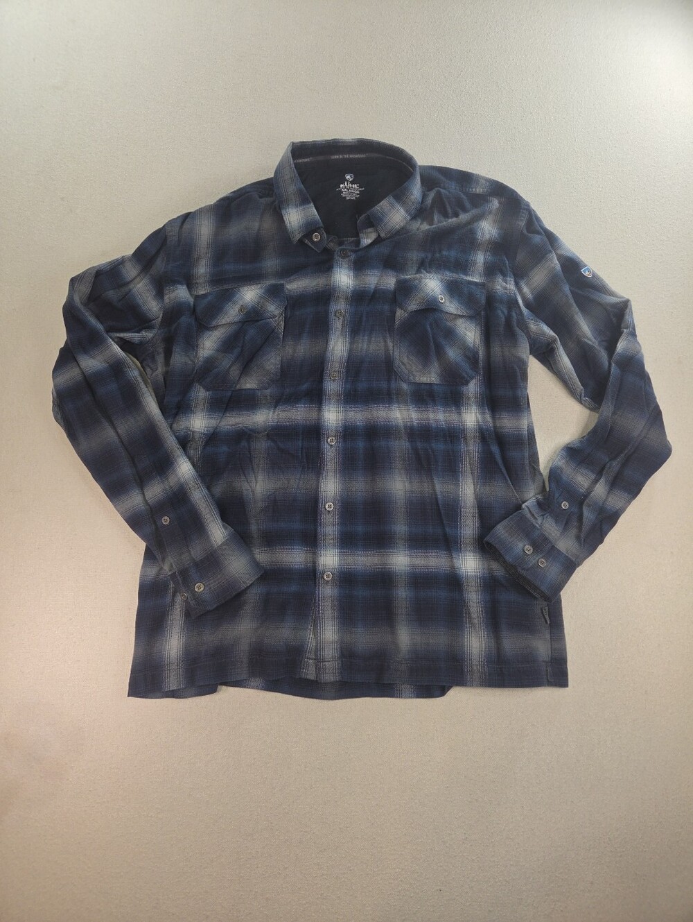 Kuhl Dillingr Flannel Shirt Mens XXL Blue Plaid 60% Cotton 40% Tencel